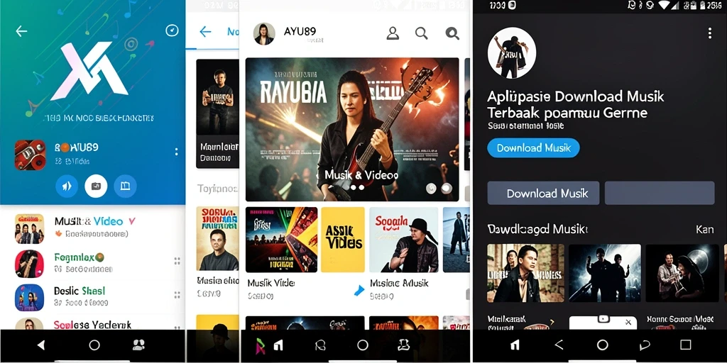 Antarmuka AYU89 yang sederhana dan menarik untuk Download Musik.