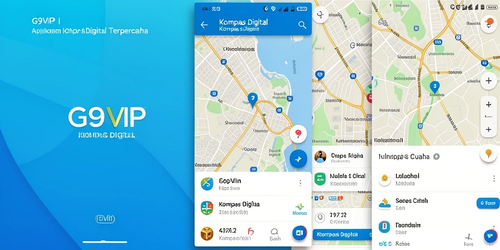 Screenshot antarmuka G9VIP yang menampilkan fungsi kompas digital.