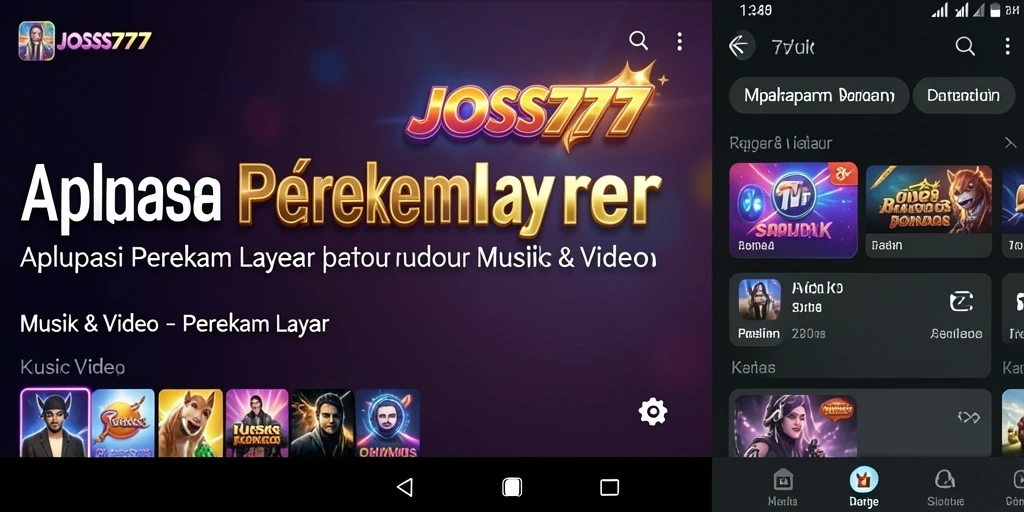 Tampilan antarmuka JOSS777 saat merekam layar dengan fitur perekam suara.