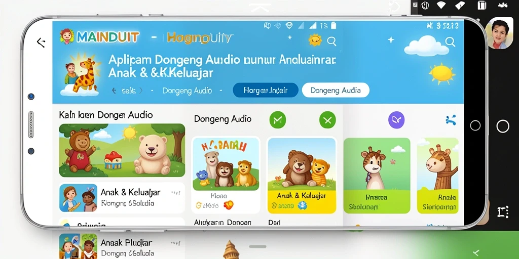 Tampilan antarmuka utama aplikasi Dongeng Audio MAINDUIT.