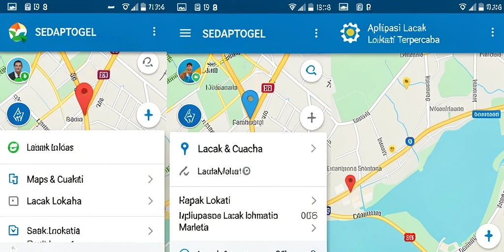 Antarmuka pengguna SEDAPTOGEL dengan fungsi pelacakan lokasi yang jelas.