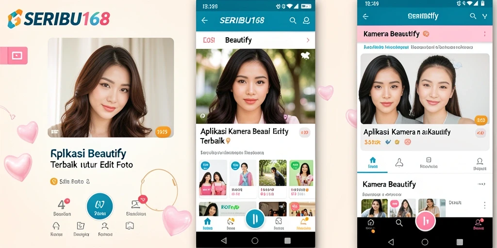 Tampilan antarmuka aplikasi SERIBU168 untuk editing foto.