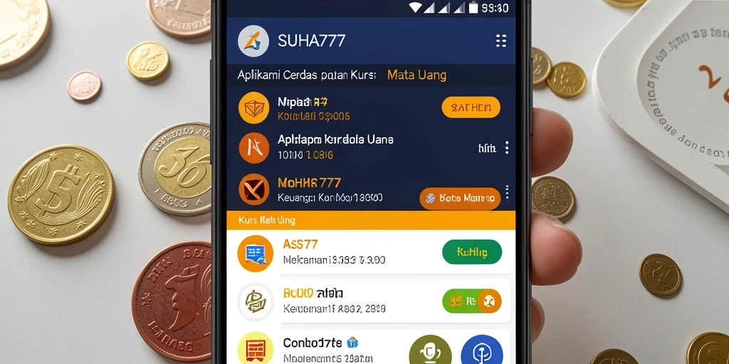 Antarmuka intuitif SUHU777 untuk memantau kurs mata uang.