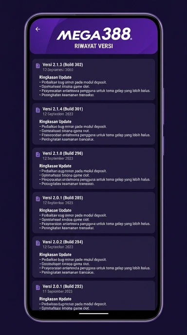 Riwayat Versi Mega388 untuk Pengguna Android